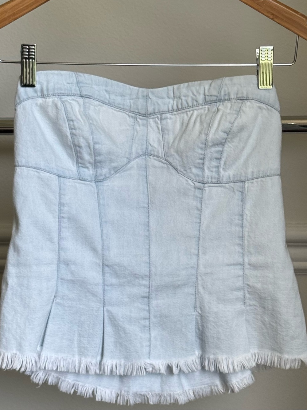 Free People Better Day Cropped Tube Top Small Light Denim Pre-owned